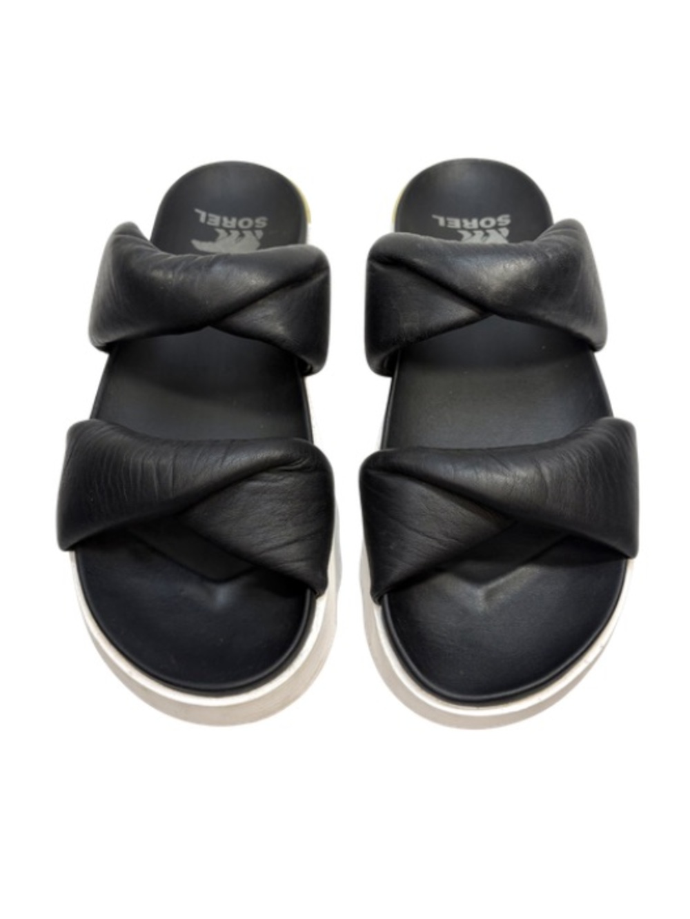 Sorel Black Slide Platform Sandals | 10